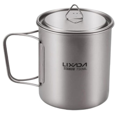 Lixada Lightweight Titanium Camping Cup with Hanging Handle (750ml) front