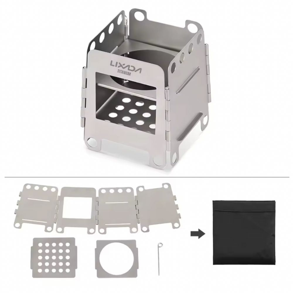 Lixada Lightweight Titanium Folding Wood Stove whats in the box