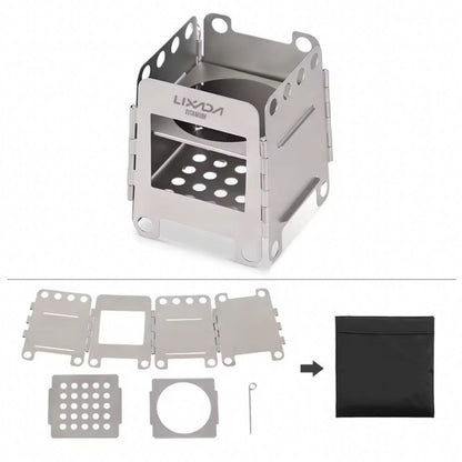 Lixada Lightweight Titanium Folding Wood Stove whats in the box