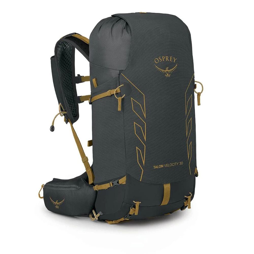 Osprey hiking backpack on a white background