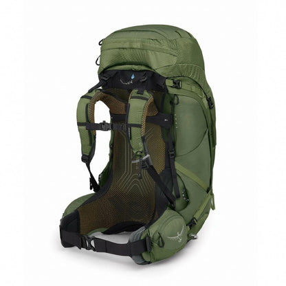 Green hiking backpack on a white background