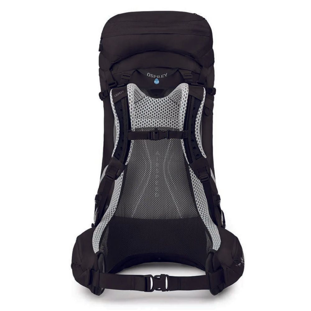 Black backpack with Osprey logo on a white background