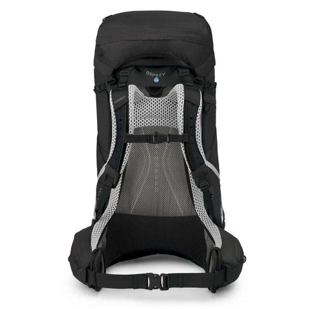 Black Osprey backpack on a white background