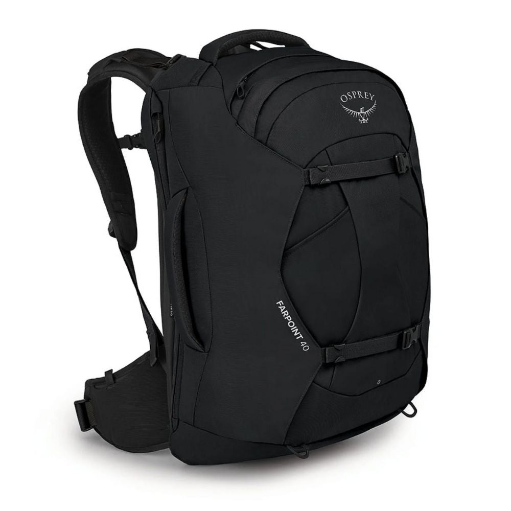 Black Osprey backpack on a white background