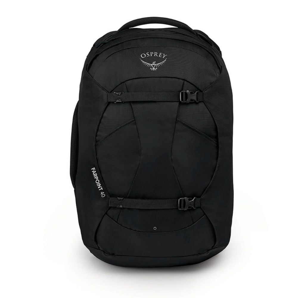 Black Osprey backpack on a white background
