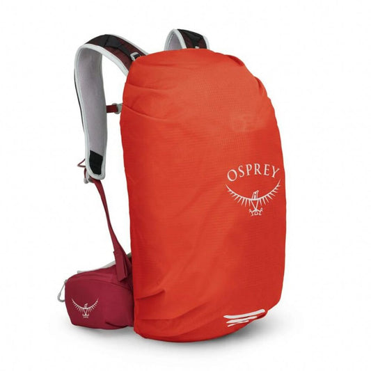 Red Osprey backpack on a white background