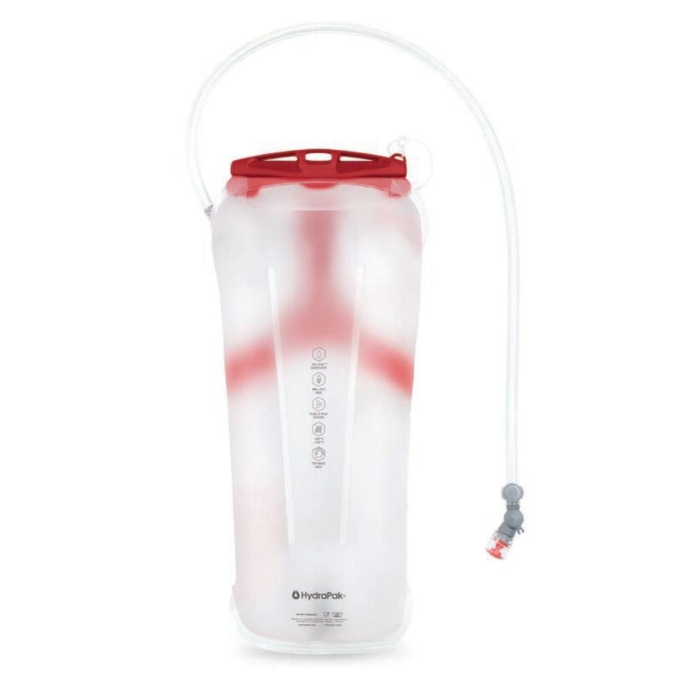 Silicone water bag with red top on a white background