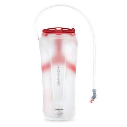 Silicone water bag with red top on a white background