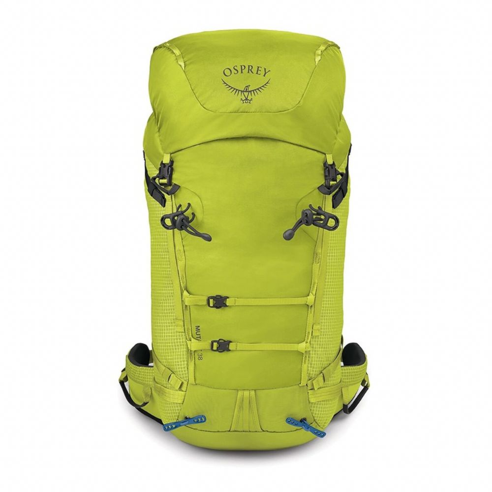 Green Osprey backpack on a white background