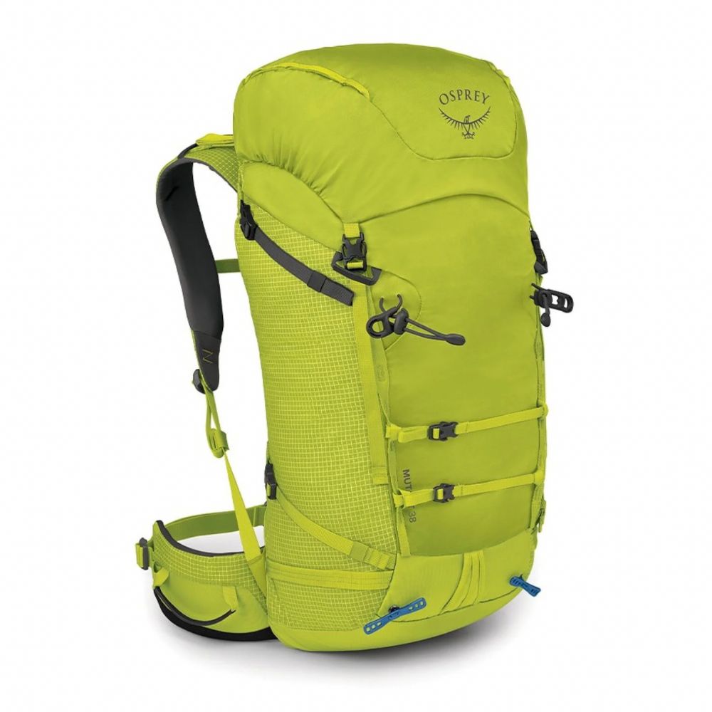 Green Osprey backpack on a white background