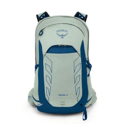 Osprey backpack with blue accents on a white background