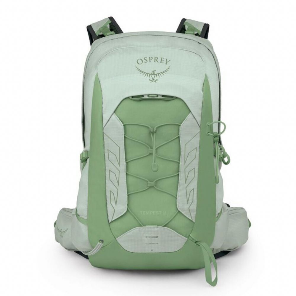 Green Osprey backpack on a white background