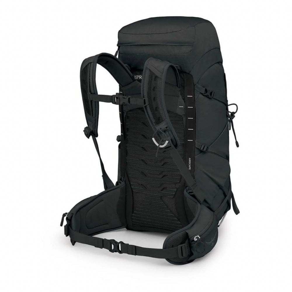 Black hiking backpack on a white background