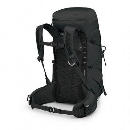 Black hiking backpack on a white background