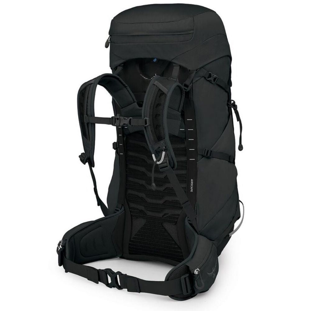 Black hiking backpack on a white background