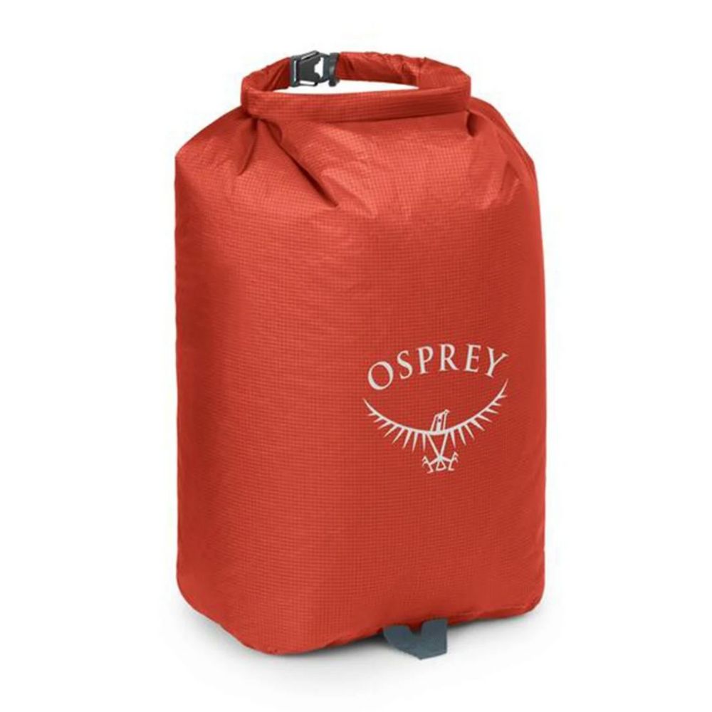 Red Osprey dry bag on a white background
