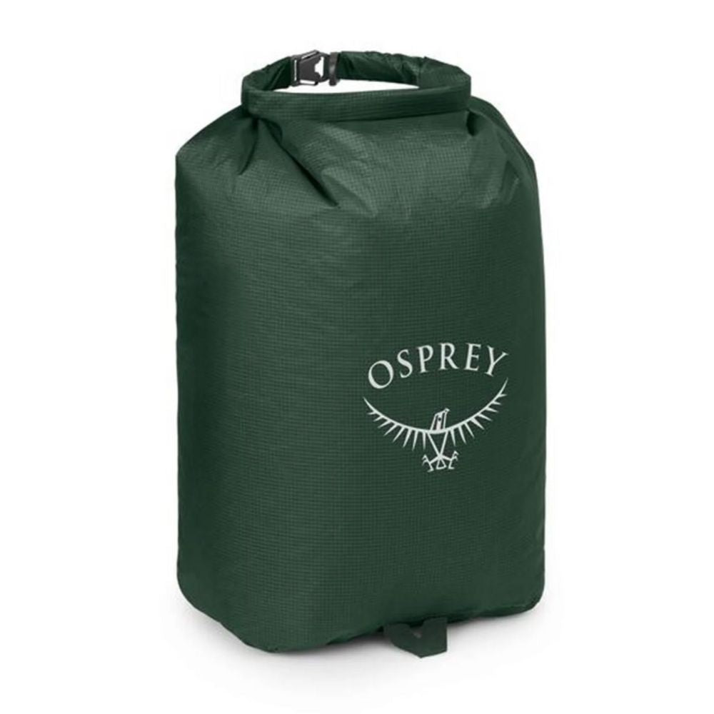 Green Osprey dry bag on a white background