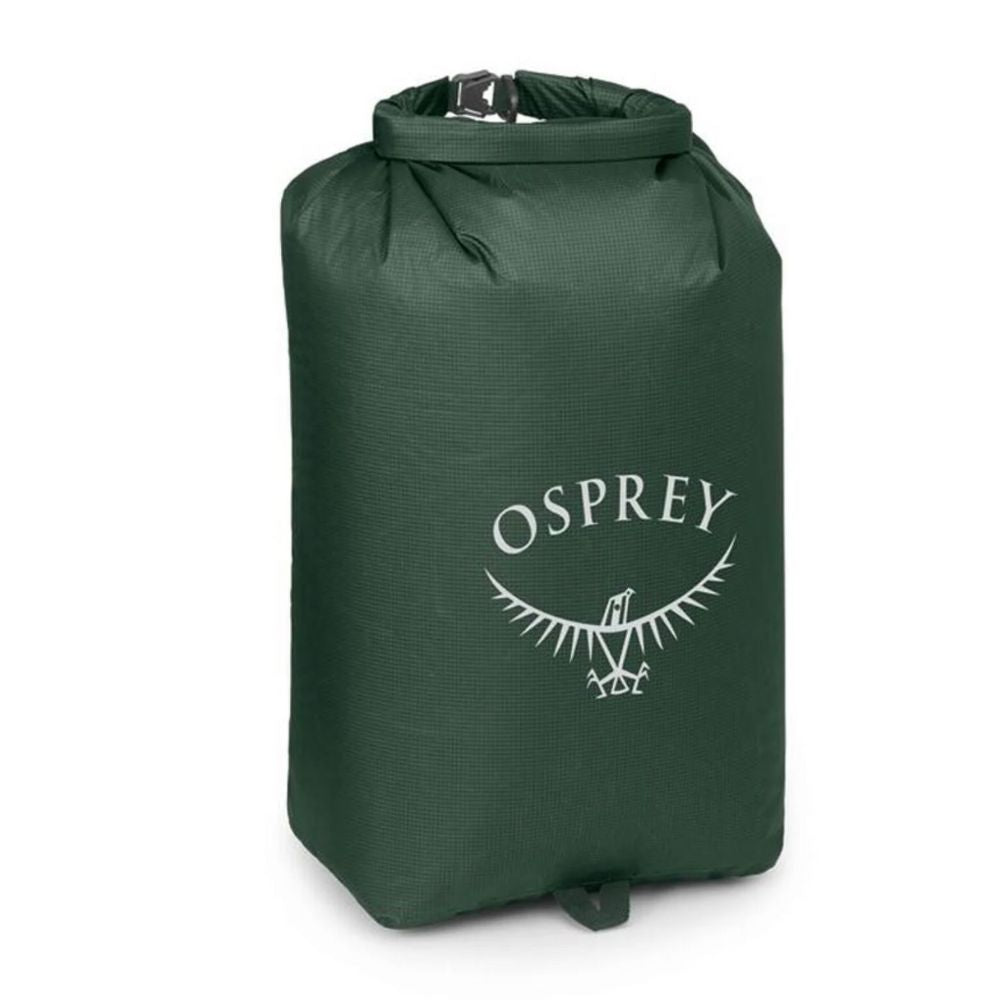 Green Osprey dry bag on a white background