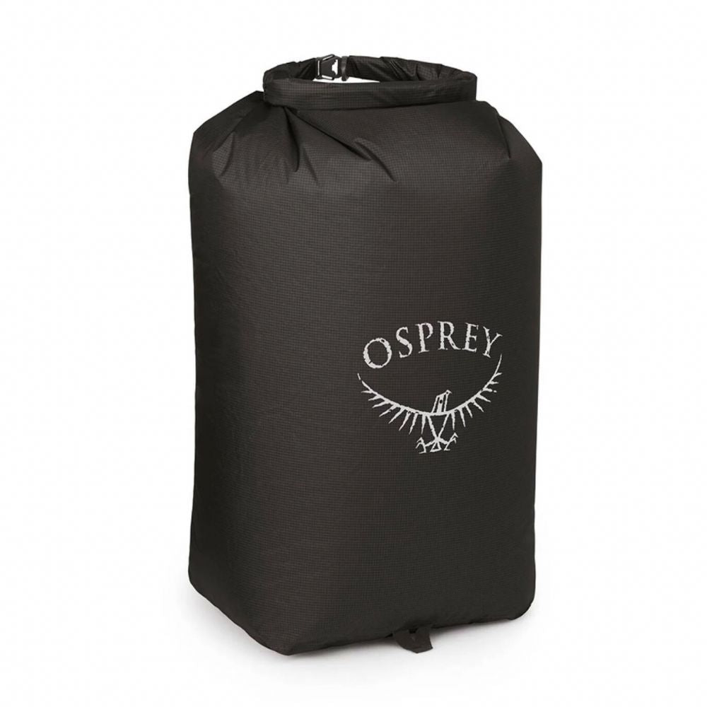 Black Osprey dry bag on a white background