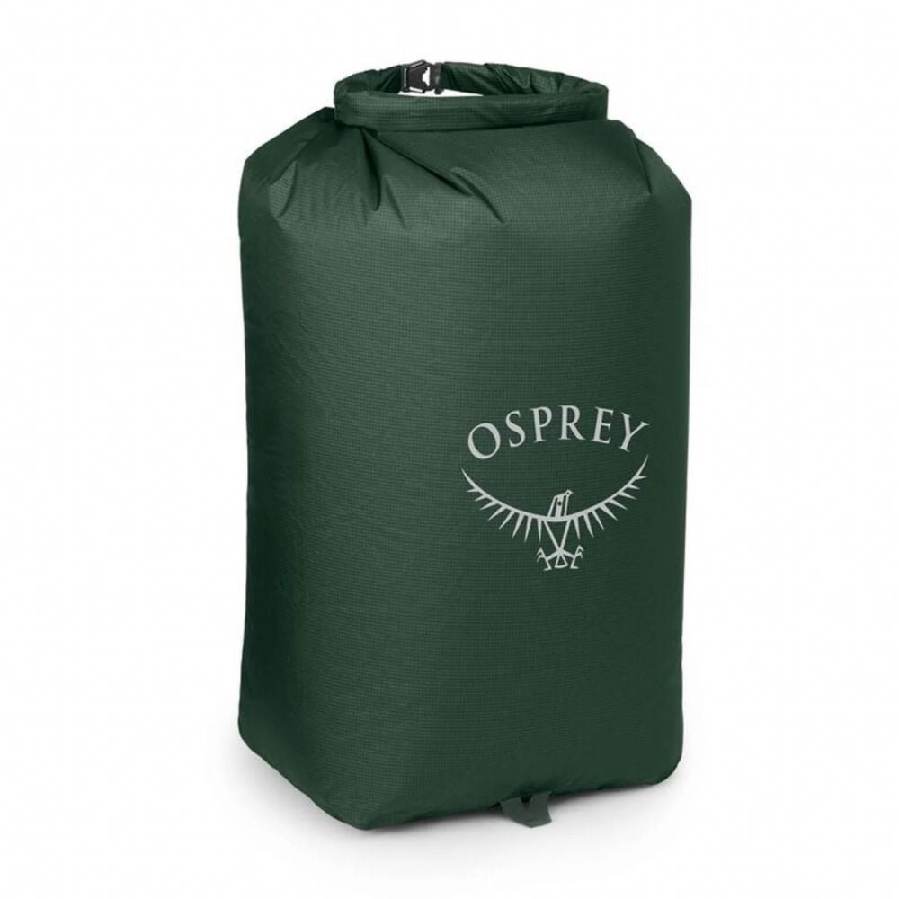Green Osprey dry bag on a white background
