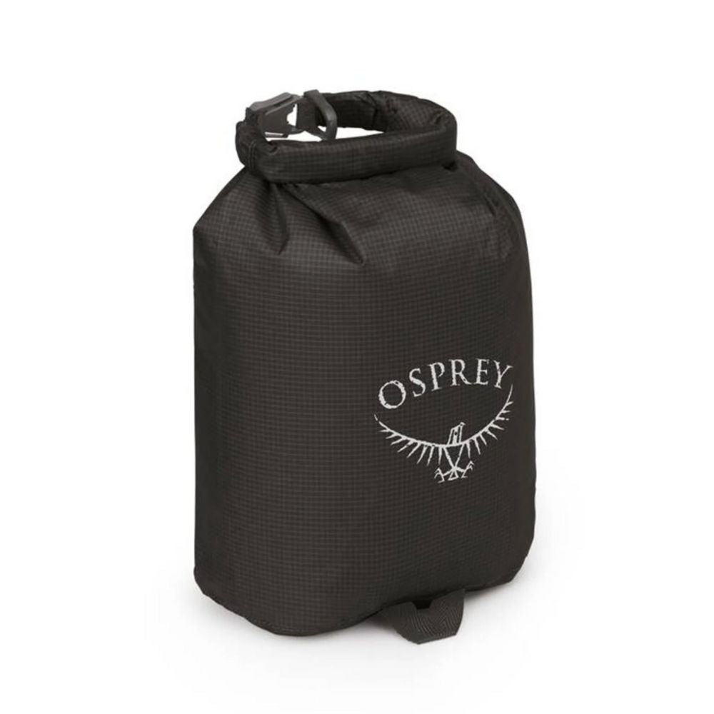 Black Osprey dry bag on a white background