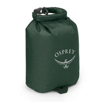 Green Osprey dry bag on a white background
