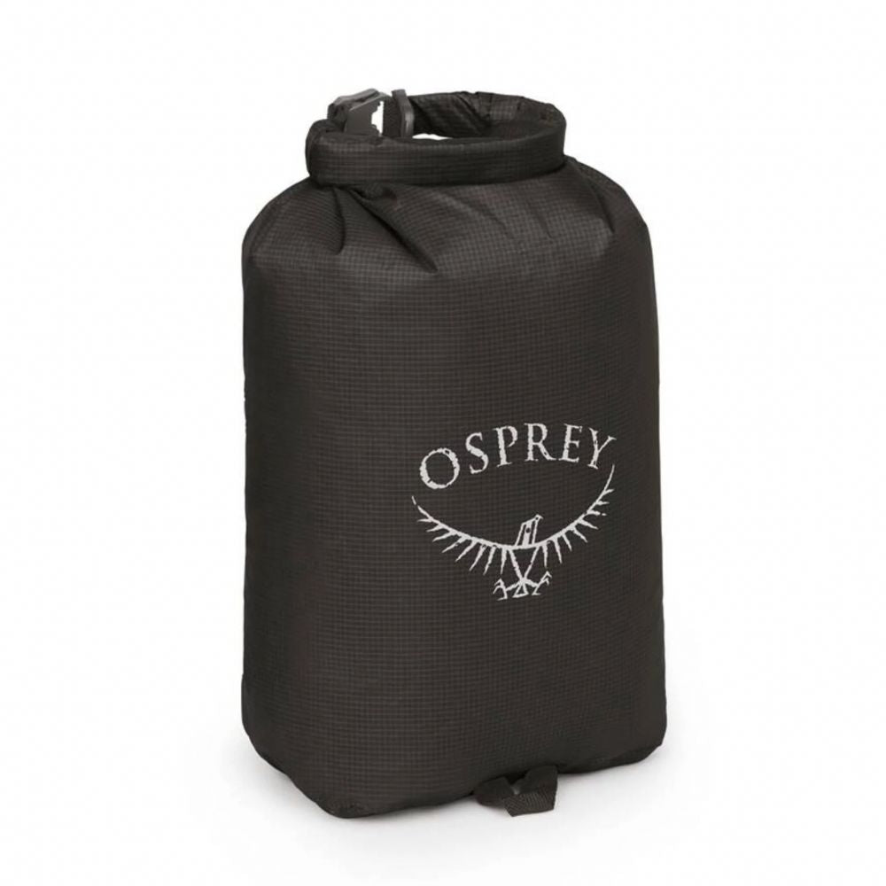Black Osprey dry bag on a white background