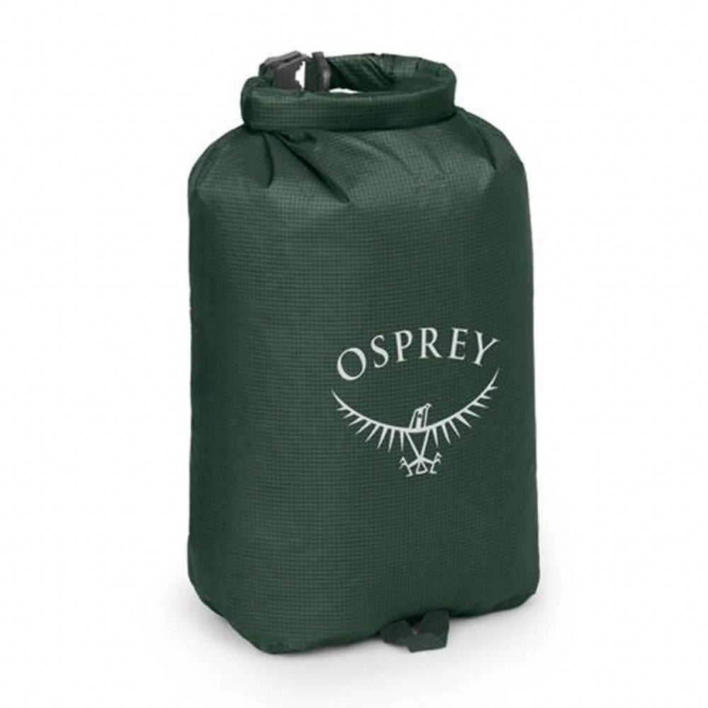 Green Osprey dry bag on a white background