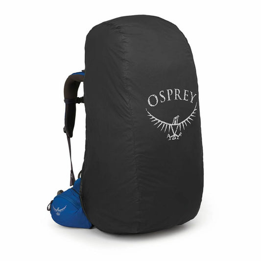 Black Osprey backpack cover on a white background