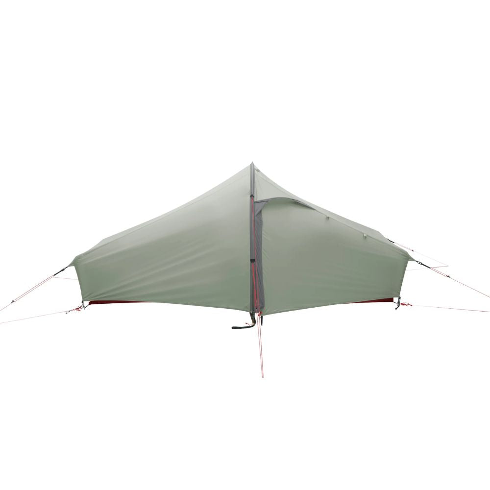 Green camping tent on a white background