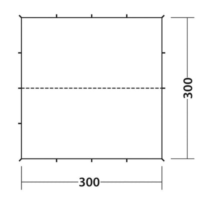 A simple black-and-white technical drawing of a square sheet with dimension markings, showing side and bottom measurements of 300.