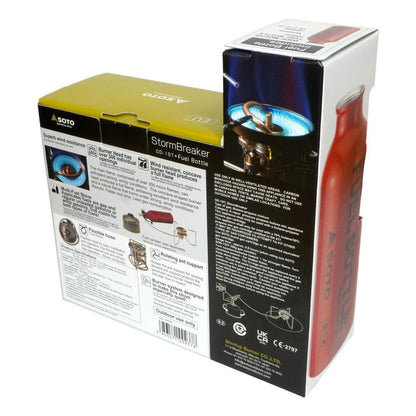 SOTO StormBreaker Multifuel Expedition Stove with Fuel Bottle back of packaging