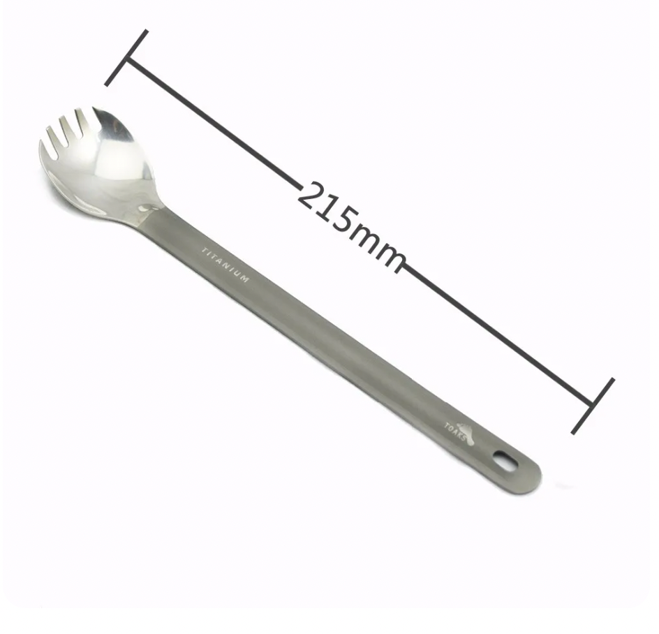 TOAKS Ultralight Titanium Long Handle Spoon/Spork with Polished Bowl (215mm)