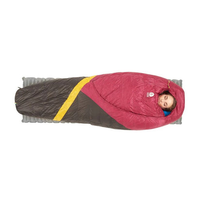 Sierra Designs Cloud 800 20 Degree Down Womens Sleeping Bag with person sleeping