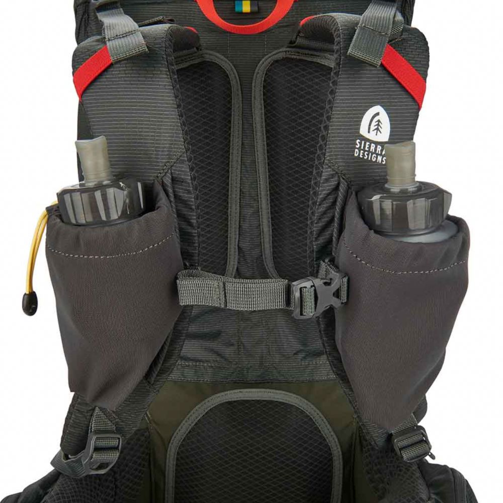 Sierra Designs Flex Capacitor 60-80L Backpack Peat M/L Version straps with bottles