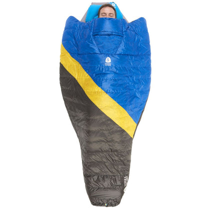 Sierra Designs Nitro 800 35 Degree Down Quilt Sleeping Bag with person inside