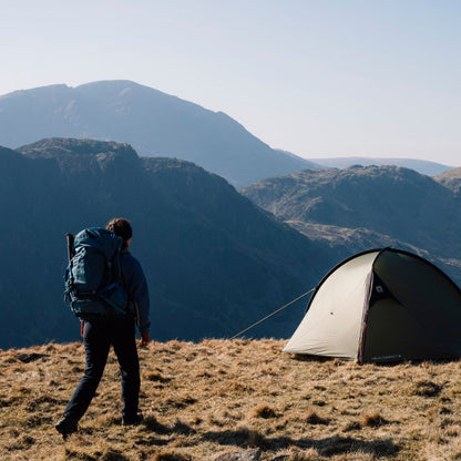 Wild Country Helm Compact 3 Tent with mountains in background
