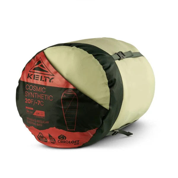 Roll-up sleeping bag with Kelty branding on a white background
